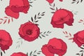 Art floral vector seamless pattern. Vector red poppies. Royalty Free Stock Photo