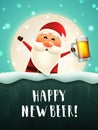 Happy new beer greeting card with drunk Santa Royalty Free Stock Photo