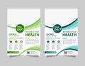 Green medicine brochure for advertising with outline icons