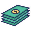 Bundle of dollars  Isolated Vector icon which can easily modify or edit Royalty Free Stock Photo