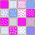 Seamless pattern ornament kids clothes or toys. Background with pieces of colorful fabric sew together.