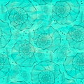 Seamless pattern ornament with beautiful shells in water and maritime decoration. Sea background. Modern popular print. Royalty Free Stock Photo