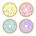 Set of various colorful donuts isolated on white background. Royalty Free Stock Photo