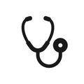 Stethoscope, medical black vector icon. Royalty Free Stock Photo
