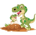 Mother tyrannosaurus with baby hatching Royalty Free Stock Photo