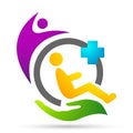 Globe world Disabled care logo medical health clinic home icon logo Royalty Free Stock Photo