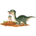 Mother dinosaur with baby hatching Royalty Free Stock Photo