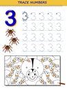 Educational page for kids with number 3. Printable worksheet for children textbook.