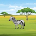 Cartoon zebra standing in the Savannah Royalty Free Stock Photo