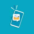 Notification of a new email on mobile phone or smartphone. Mail icon Royalty Free Stock Photo
