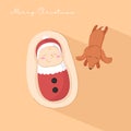 Cute Baby Sleeping With Puppy. Merry Christmas Illustration Royalty Free Stock Photo