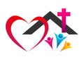 Heart love house home church icon clip art logo vector