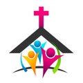 Heart love house home church icon clip art logo vector