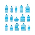 Plastic bottle water set. Blue drinking water packaged in PET Bottle Royalty Free Stock Photo