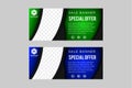 Collection blue and green horizontal business banner set vector templates. Clean modern geometric abstract background layout for w Royalty Free Stock Photo