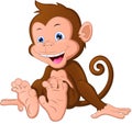 cute baby monkey cartoon on a white background Royalty Free Stock Photo