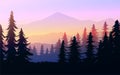 Nature forest Natural Pine forest mountains horizon Landscape wallpaper Sunrise and sunset Illustration vector style Background