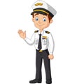 Cartoon happy captain waving hand Royalty Free Stock Photo