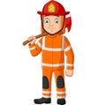 Cartoon firefighter holding an axe