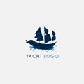 Boat yacht, sailboat vector logo template Royalty Free Stock Photo
