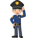 Cartoon smiling officer policeman standing