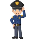 Cartoon smiling officer policeman standing Royalty Free Stock Photo