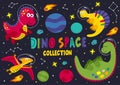 Set of dinosaurs in space part 1