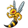 Cartoon strong bee mascot character