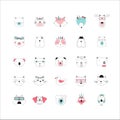 Set of animal cute icons, Vector illustration.