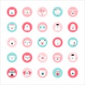 Set of animal cute icons, Vector illustration. Royalty Free Stock Photo