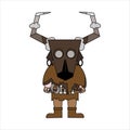 Vector illustration of a shaman man cartoon using a bull mask. Vector illustration of cartoons for clip art, cards, banners, comic