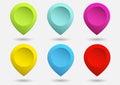 Set of bright map pointers colorful 3d buttons.