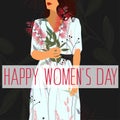 Happy Mothers Day. International Women`s Day. Illustration with women and flowers. Royalty Free Stock Photo