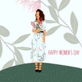 Happy Mothers Day. International Women`s Day. Illustration with women and flowers. Royalty Free Stock Photo