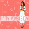 Happy Mothers Day. International Women`s Day. Illustration with women and flowers. Royalty Free Stock Photo