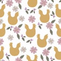 Easter seamless pattern with chicken silhouette and flowers. Perfect for wallpapers, pattern fills, web page backgrounds, surface Royalty Free Stock Photo