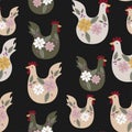 Seamless pattern with chicken for Easter and other users. Design element. Ethnics motives. Royalty Free Stock Photo