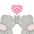 Cute card with loving couple of elephant. Royalty Free Stock Photo