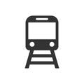 Train or subway with railroad black isolated vector icon.