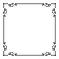 Decorative black square frame. Ornate corners. Royalty Free Stock Photo