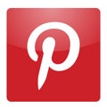 Pinterest logo icon in red social media icon element vector on white background Royalty Free Stock Photo
