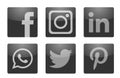 Set of popular social media logos icons in black Instagram Facebook Twitter linkedin pinterest WhatsApp vector on white background Royalty Free Stock Photo