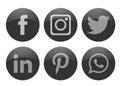 Set of popular social media logos icons in black Instagram Facebook Twitter linkedin pinterest WhatsApp vector on white background Royalty Free Stock Photo