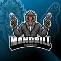 Mandrill gunner esport mascot logo design