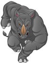 angry rhino cartoon on a white background