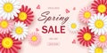 Spring sale background with beautiful flowers. Banner perfect for promotions, magazines, advertising, web sites.