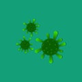 Vector illustration of a virus cartoon character in green