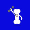 Illustration of strong bone cartoon character lifting a barbell