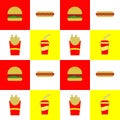 Illustration vector of burger, hot dog, french fried and soft drink