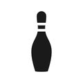Bowling pin simple black isolated vector icon.